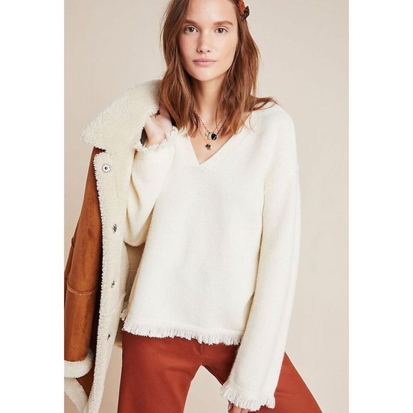 Anthropologie Sweaters - Anthropologie | NWT Joy Fringed V-Neck Sweater